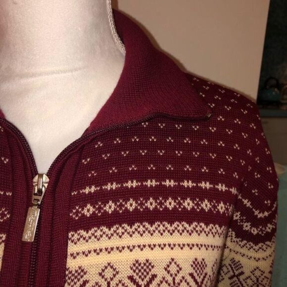 Steffner Sweater Womens Pure Wool Made In Austria Full Zipper Red Maroon - Picture 6 of 13